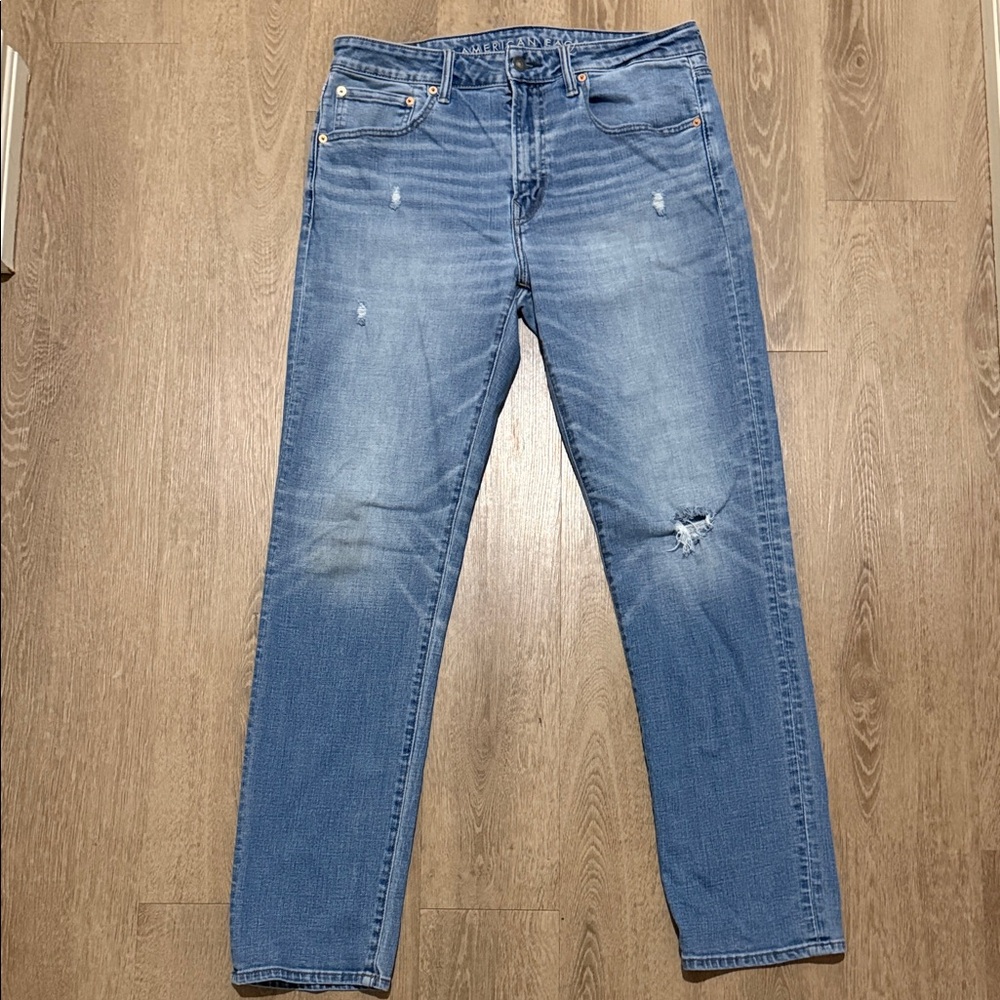 American Eagle Men’s AirFlex+ Athletic Straight Distressed Jeans (34x34)